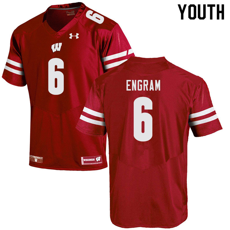 Wisconsin Badgers Youth #6 Dean Engram NCAA Under Armour Authentic Red College Stitched Football Jersey YZ40R00PN